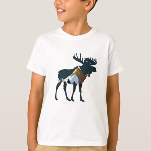 Night Forest Moose       T_Shirt
