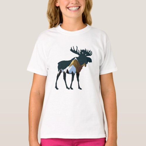 Night Forest Moose     T_Shirt