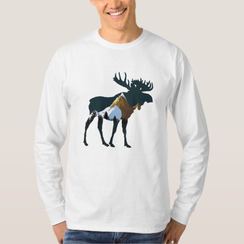 Night Forest Moose    T_Shirt