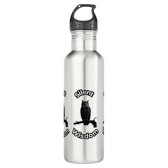  **Night Forest Owl – Realistic Nocturnal Owl Illu Stainless Steel Water Bottle (Front)