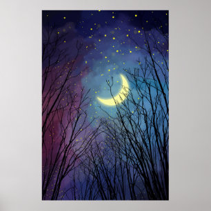 Night Forest Sky Poster
