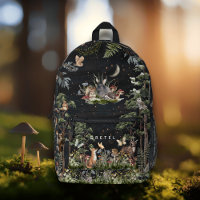 Night Forest Woodland Animals Crescent Moon