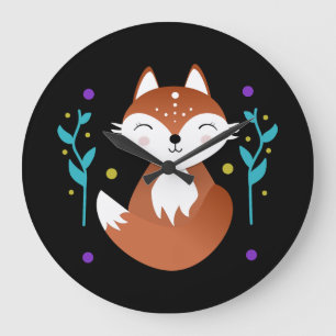 Night fox meditating at night large clock
