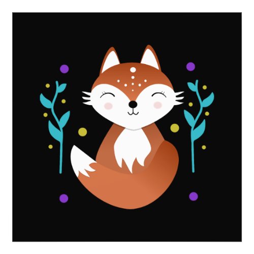 Night fox meditating at night photo print