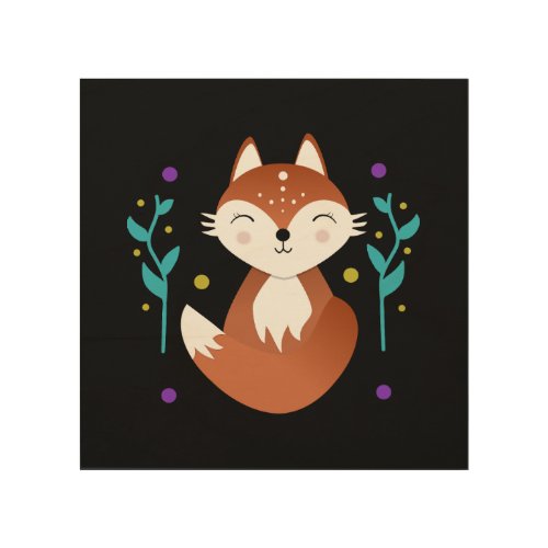 Night fox meditating at night wood wall art