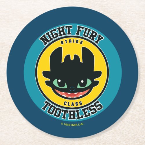 Night Fury Toothless Strike Class Emblem Round Paper Coaster