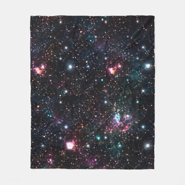 Night Galaxy Space PrintSeamless Pattern in Repeat Fleece Blanket (Front)