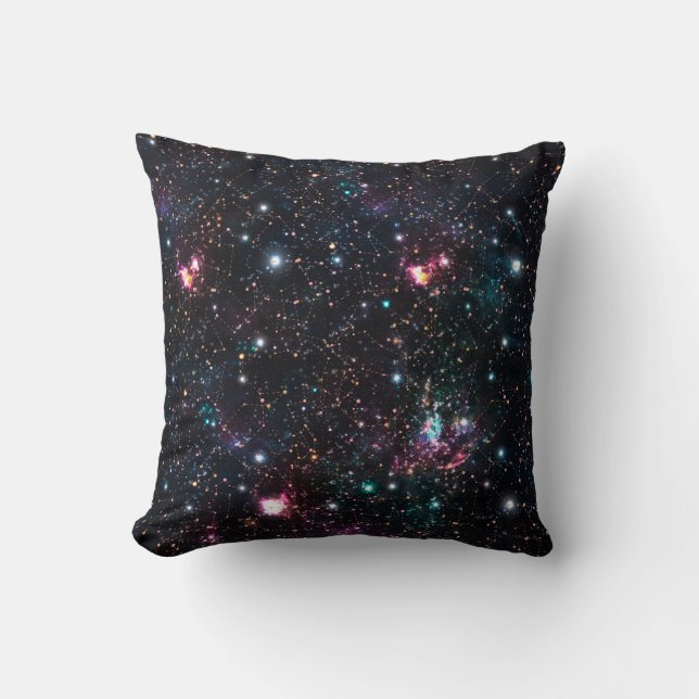 Night Galaxy Space PrintSeamless Pattern in Repeat Throw Pillow (Front)