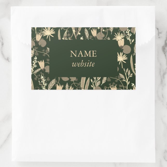 Night Garden Botanical Floral Plants Modern Chic  Rectangular Sticker (Bag)