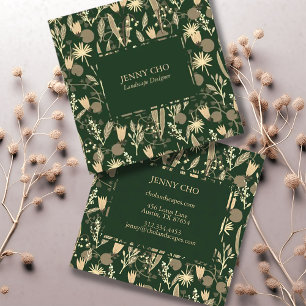 Night Garden Botanical Floral Plants Modern Chic  Square Business Card