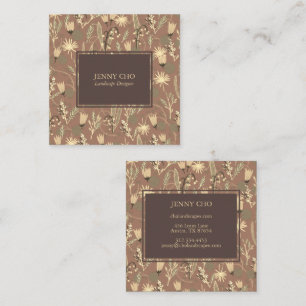 Night Garden Botanical Floral Plants Modern Chic Square Business Card