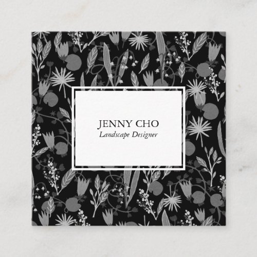 Night Garden Botanical Floral Plants Modern Chic Square Business Card