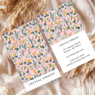 Night Garden Botanical Plants Modern Chic Pink Business Card
