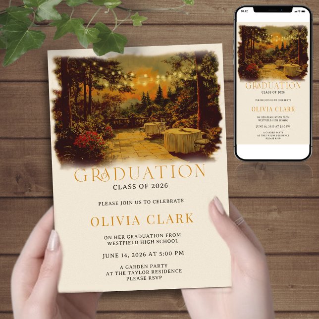 Night Garden Graduation Party Floral Boho Invitation (Creator Uploaded)