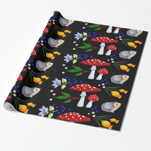 Night Garden Hedgehogs Wrapping Paper (Unrolled)