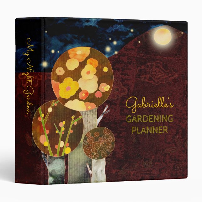 Night Garden Trees Gardening Planner Binder (Front/Spine)