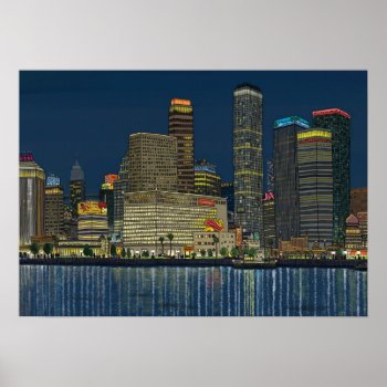 Night Glow City Poster by IC4DESIGN at Zazzle