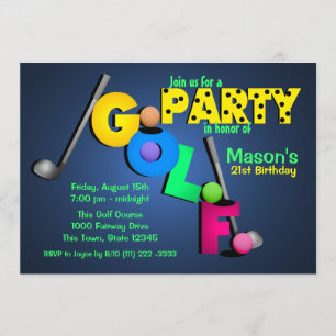 Night Glow Golf Party Invitation