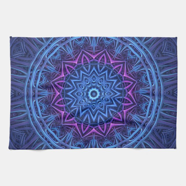 Night Glow Mandala Kitchen Towel (Horizontal)