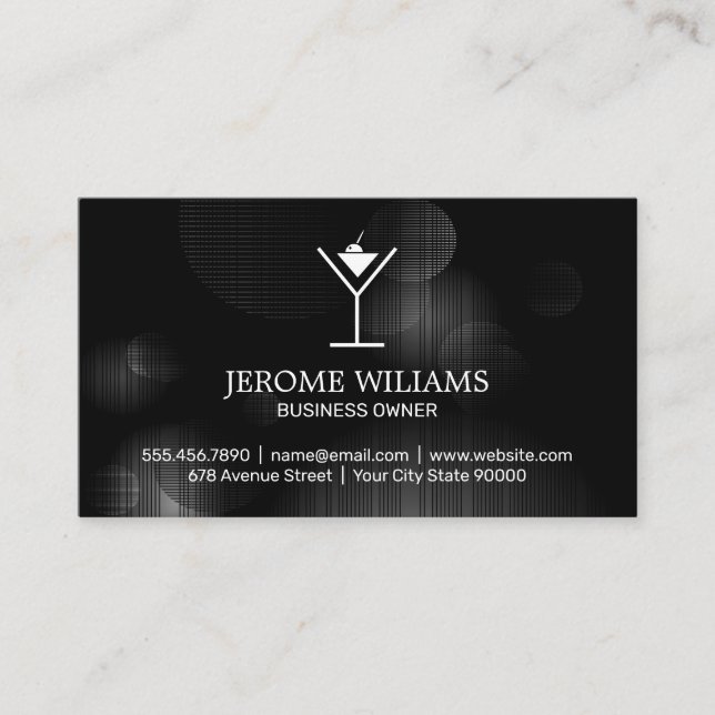 Night Glow Martini Logo Business Card (Front)