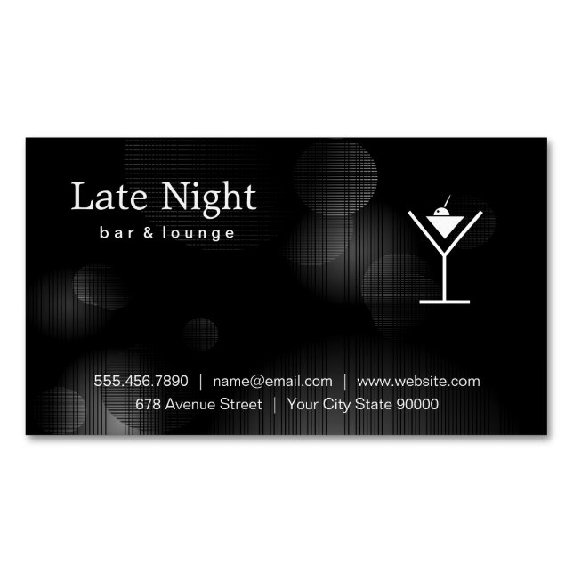 Night Glow Martini Logo Business Card Magnet (Front)