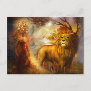 Night Goddess and Lion Postcard