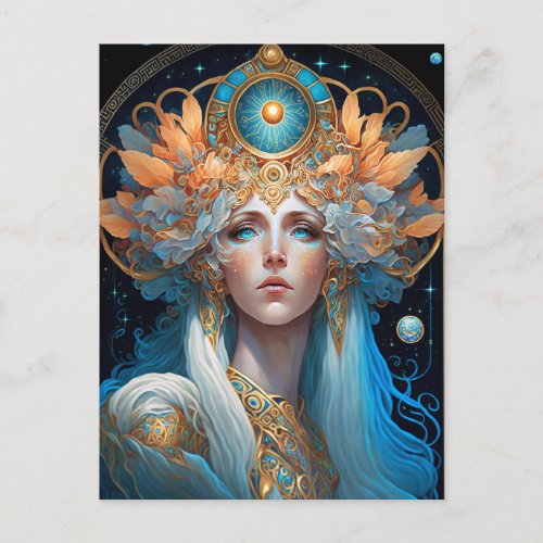 Night Goddess Queen Fantasy Art Postcard