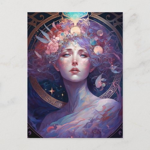 Night Goddess Queen Fantasy Art Postcard