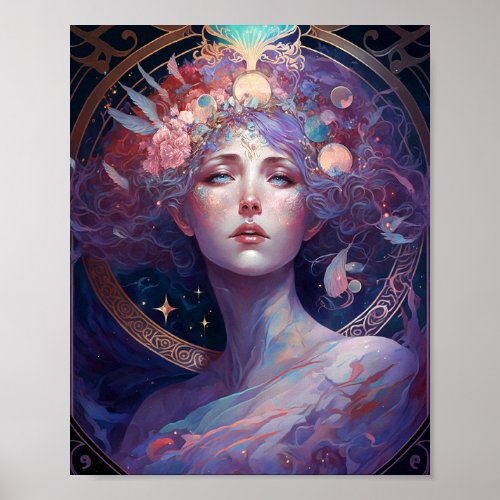 Night Goddess Queen Fantasy Art Poster