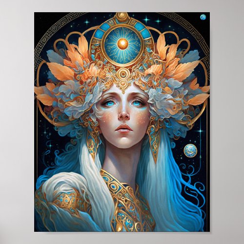 Night Goddess Queen Fantasy Art Poster