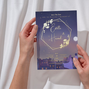 Night Gold Save the Date Foil Invitation