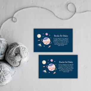 Night Green Galaxy Space Boy Books For Baby Shower Enclosure Card