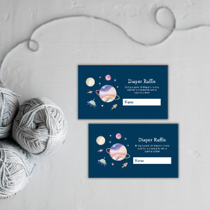 Night Green Galaxy Space Diaper Raffle Baby Shower Enclosure Card