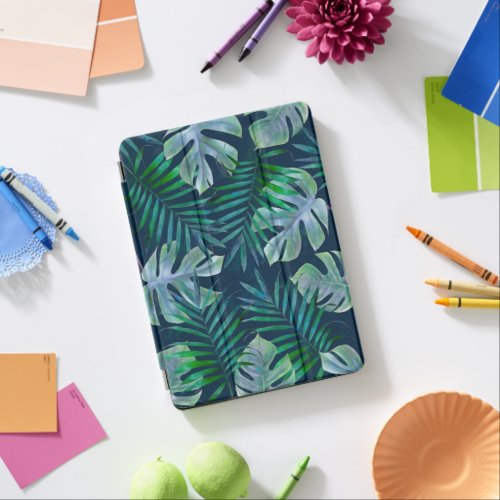 Night Green Tropical Leaves iPad Air Cover