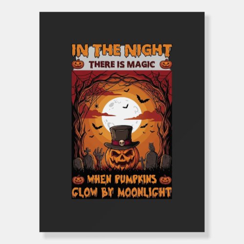 Night Halloween Pumpkin Top Hat Bats Graveyard_1 Foam Board