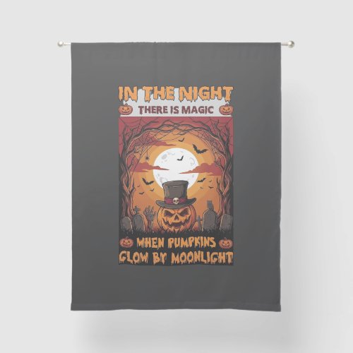 Night Halloween Pumpkin Top Hat Bats Graveyard_1 Sheer Curtains