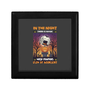 Night Halloween Pumpkin Top Hat Moon Graveyard Gift Box