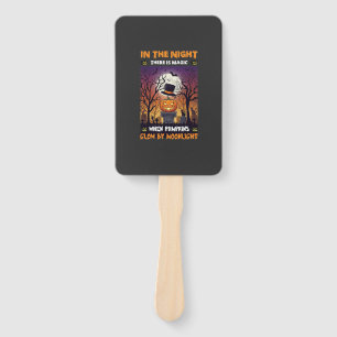 Night Halloween Pumpkin Top Hat Moon Graveyard Hand Fan