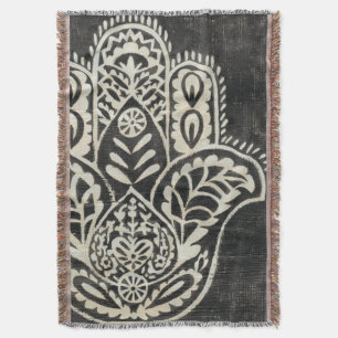 Night Hamsa Throw Blanket