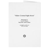 Night Heron Card (Back)