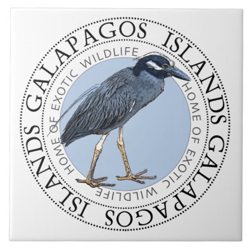 Night Heron Galapagos Islands Ceramic Tile