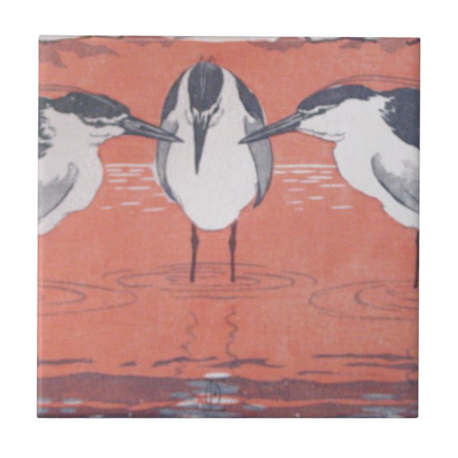 Night Herons by Otto Eckmann Ceramic Tile (Front)