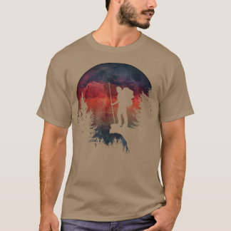 Night Hiking Trekking Lovers Watercolor Moon In Th T-Shirt