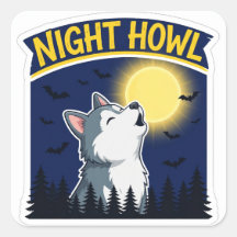 Night Howl Husky Halloween Dog Sticker
