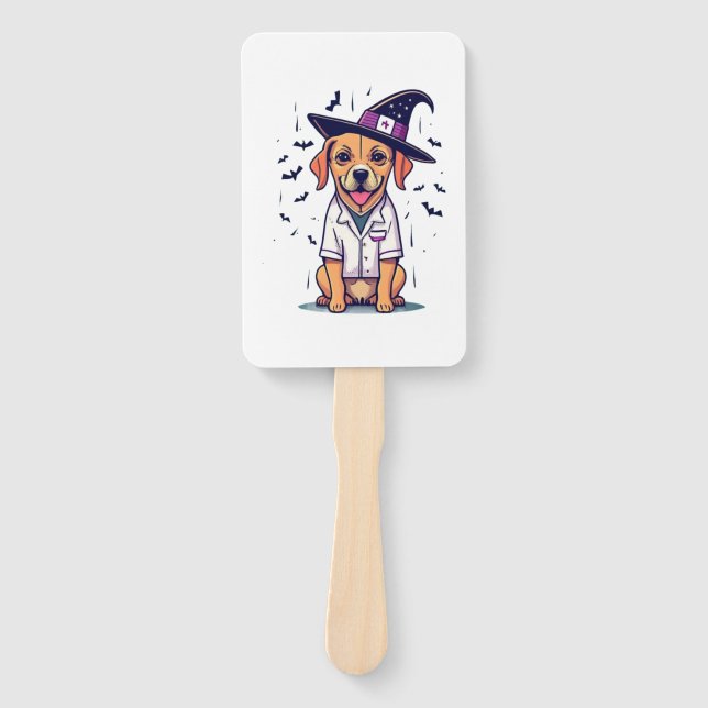 Night Howls and Healthcare One Spooky Nurse Dog   Hand Fan (Front)