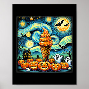 Night Ice Cream Cone Halloween  Poster