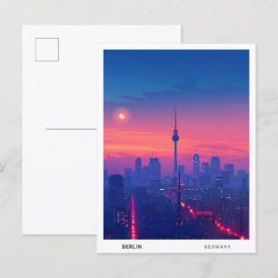Night in Berlin Germany Travel Postcard