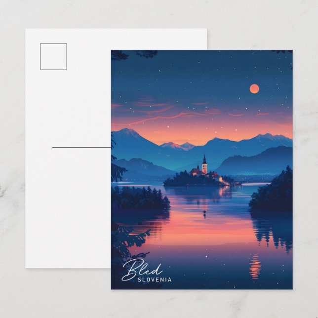 Night in Bled Slovenia Travel  Postcard (Front/Back)