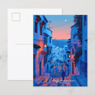 Night in Chefchaouen Morocco Travel Postcard