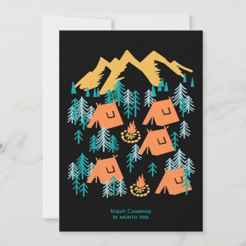 Night in Coniferous Forest Camping V2 Holiday Card